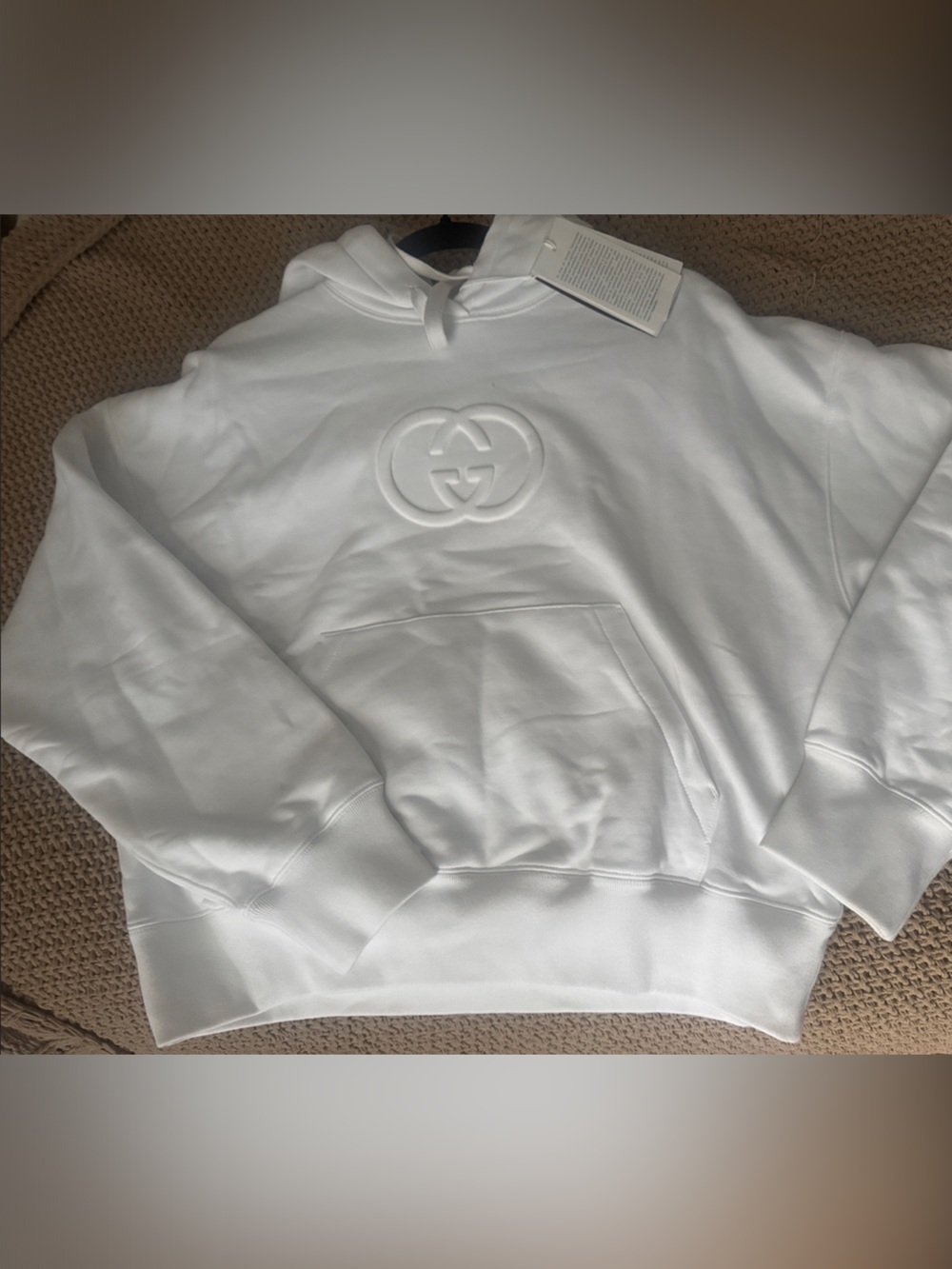 Gucci White Embossed Interlocking G Hoodie